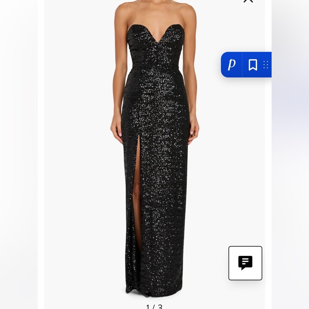 Amanda Uprichard Cherri Black Sequin Evening Gown
